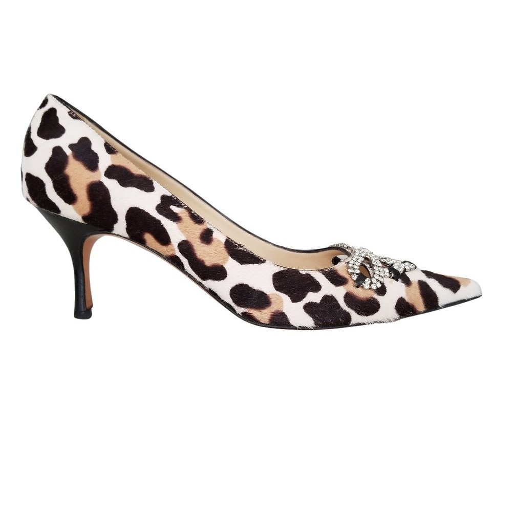 🖤 Size 38 Luciano Padovan Embellished Leopard Print Pumps Size